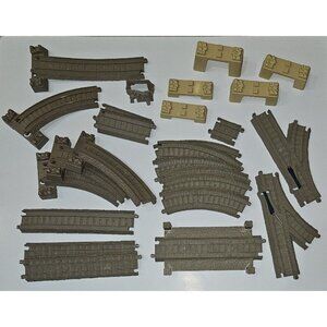 26 Thomas Trackmaster Brown Train Track Lot Mixed Straight Curved Switch Risers